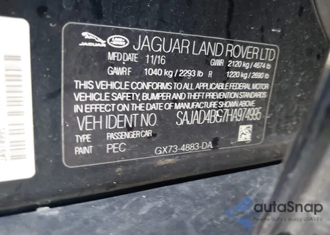 2017 Jaguar Xe 25T Premium из США, поврежденный, VIN SAJAD4BG7HA974995